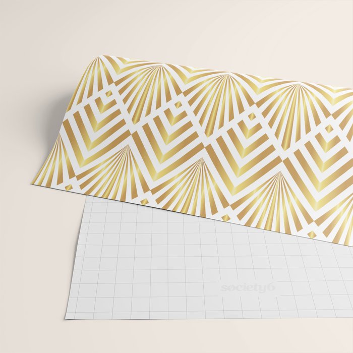 Gold art deco diamonds on white Wrapping Paper Gallery Image 2