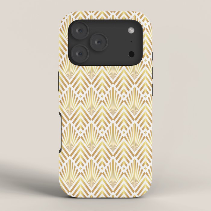 Gold art deco diamonds on white iPhone Case Gallery Image 3