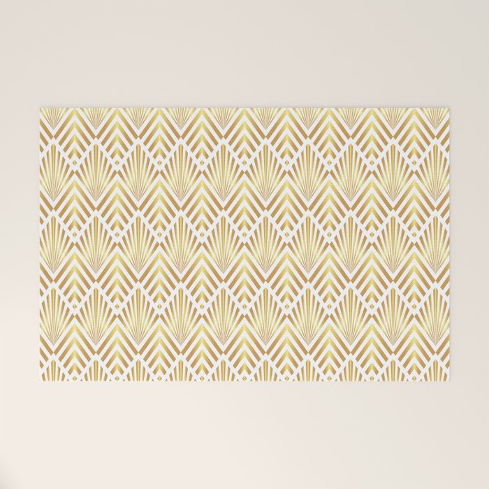 Gold art deco diamonds on white Welcome Mat Gallery Image 1