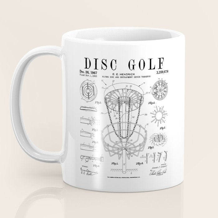 Disc Golf Frolf Frisbee Basket Vintage Patent Drawing Print Coffee Mug Gallery Image 3