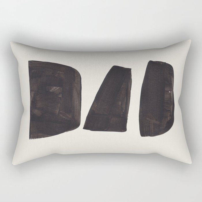 Black & White Minimalist Abstract Shapes Patterns Black Ink Painting Rectangular Pillow Gallery Image 1