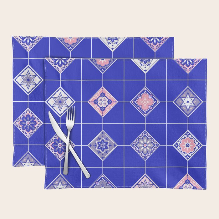 Talavera Mexican Tile - Pink & Periwinkle Palette Placemat Gallery Image 1