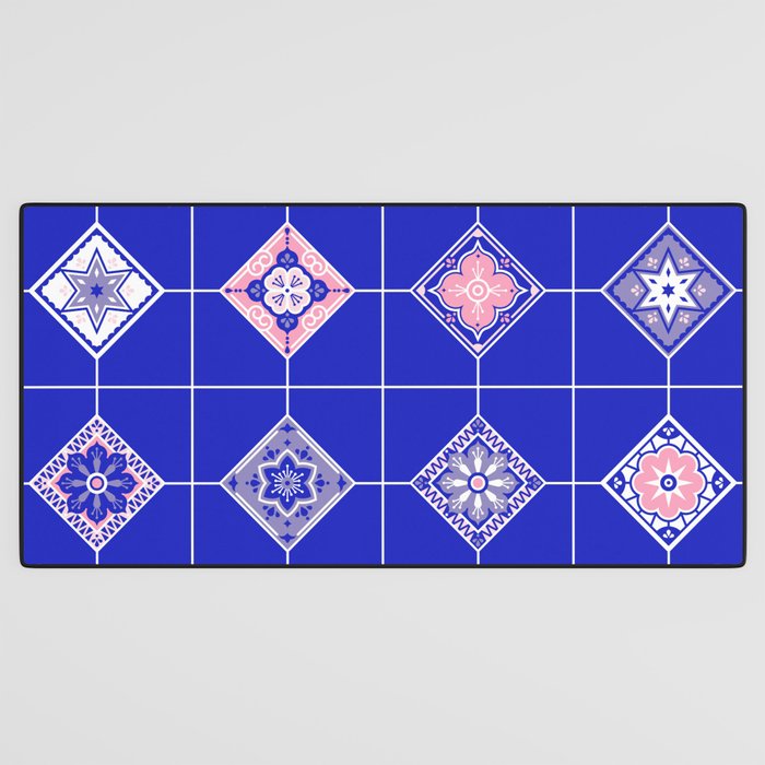 Talavera Mexican Tile - Pink & Periwinkle Palette Desk Mat Gallery Image 3