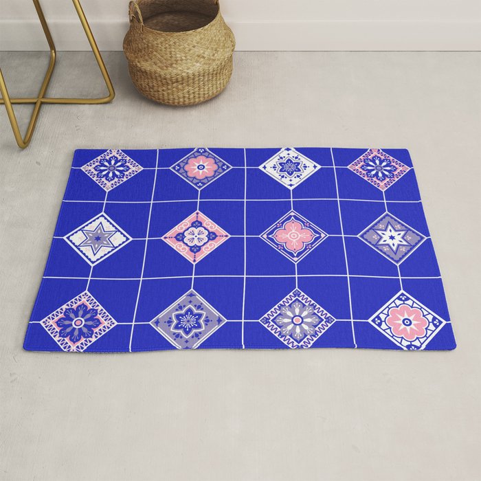 Talavera Mexican Tile - Pink & Periwinkle Palette Rug Gallery Image 1