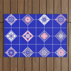 Talavera Mexican Tile - Pink & Periwinkle Palette Outdoor Rug Gallery Image 1