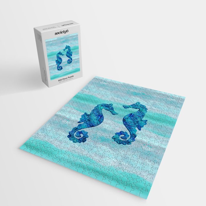 Blue Seahorse Couple Underwater Jigsaw Puzzle Gallery Image 2