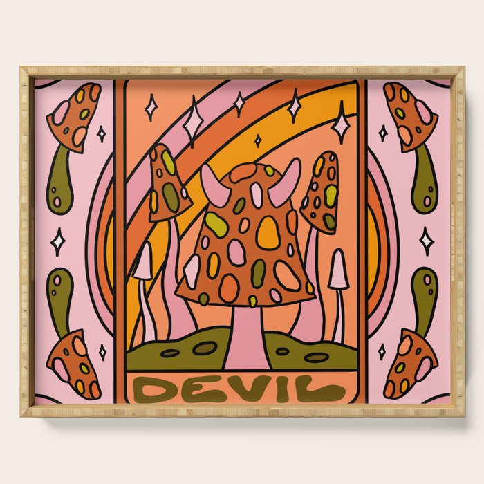 15. Devil Tarot Mushroom Serving Tray Gallery Image 1