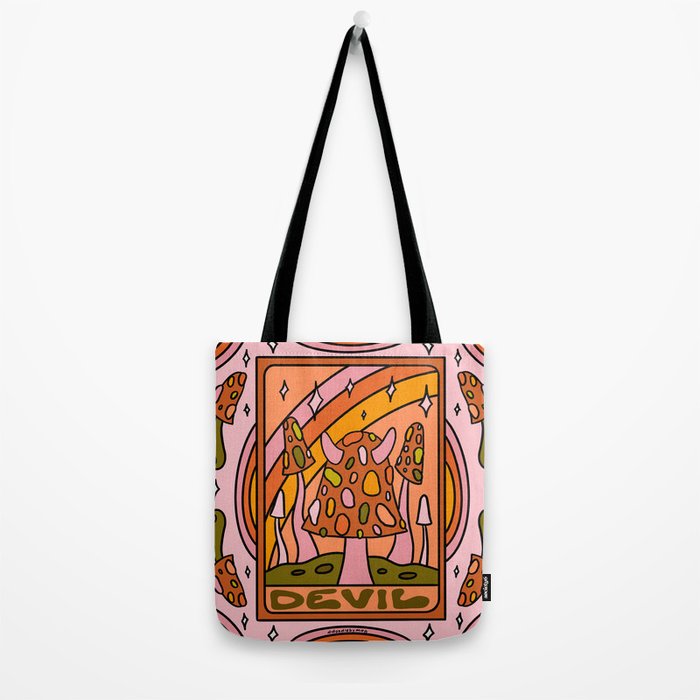 15. Devil Tarot Mushroom Tote Bag Gallery Image 2