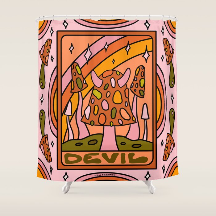 15. Devil Tarot Mushroom Shower Curtain Gallery Image 1
