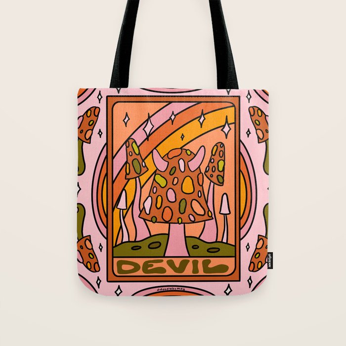 15. Devil Tarot Mushroom Tote Bag Gallery Image 1
