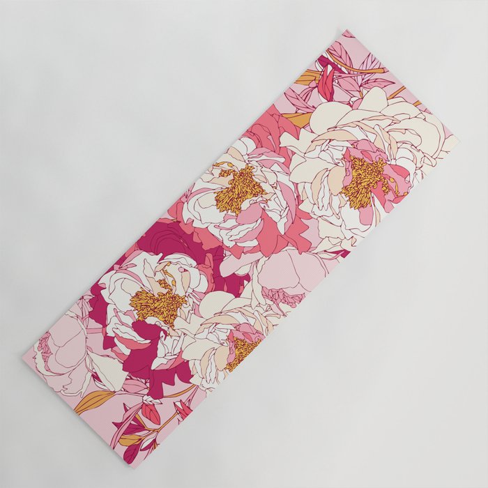 Pink flowers of peonies Yoga Mat Gallery Image 1