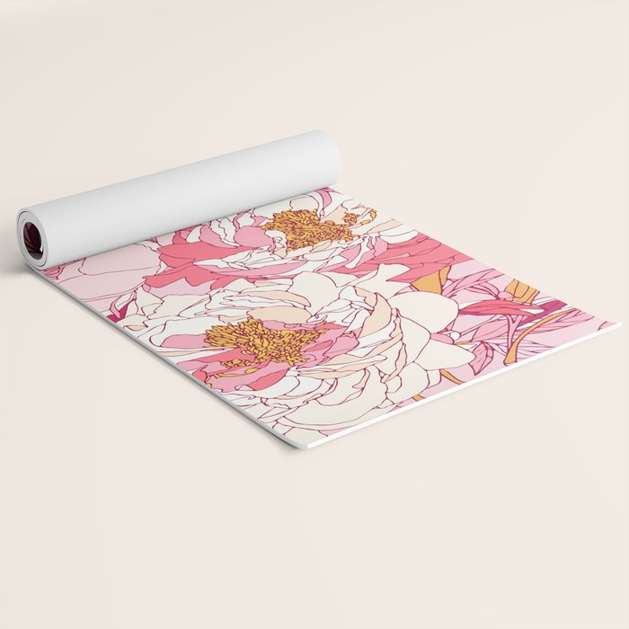 Pink flowers of peonies Yoga Mat Gallery Image 2