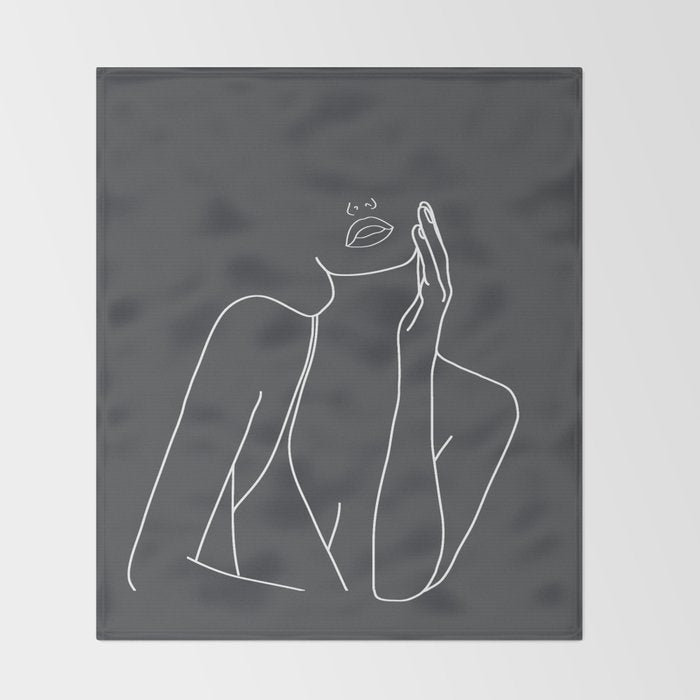 Minimal Line Art of a Woman Throw Blanket Gallery Image 2