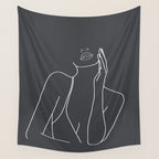 Minimal Line Art of a Woman Wall Tapestry Gallery Image 4