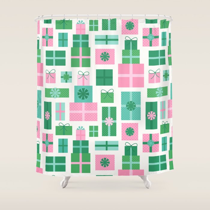 Oh What Fun - Pink and Green Shower Curtain Gallery Image 1