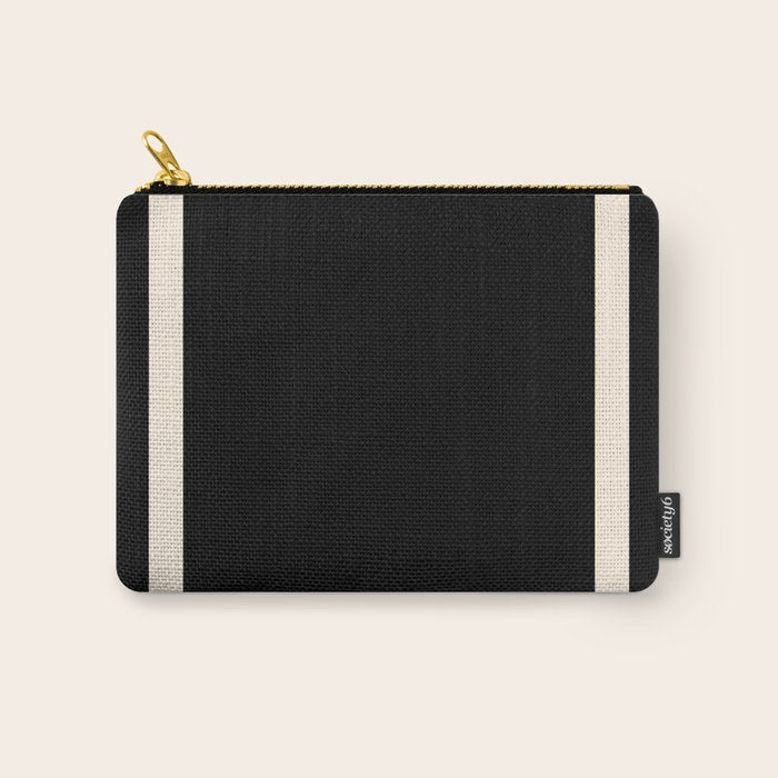 Long Deco - Simple Minimalist Elegance in Almond Cream and Solid Black Carry All Pouch Gallery Image 1