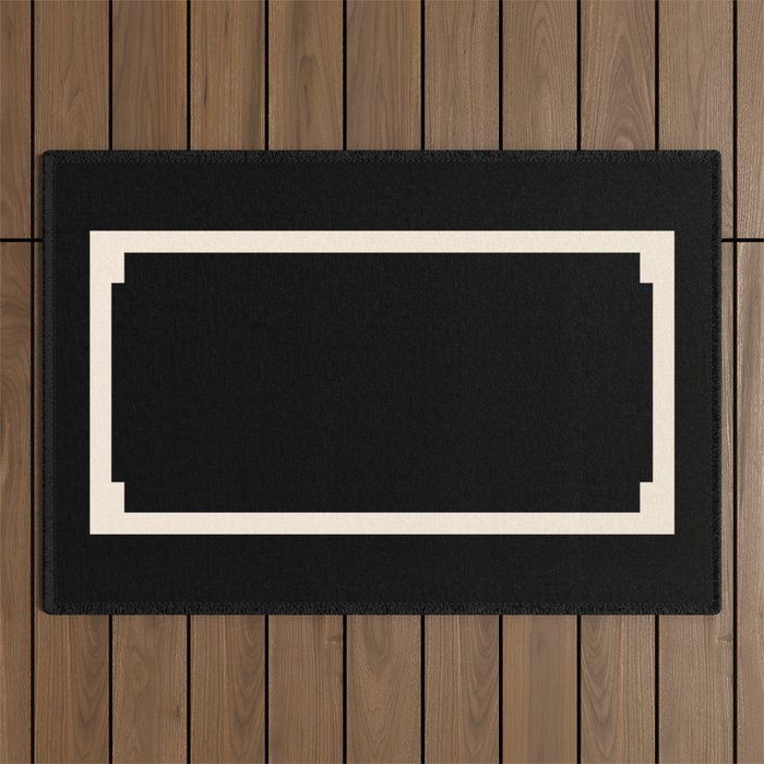 Long Deco - Simple Minimalist Elegance in Almond Cream and Solid Black Outdoor Rug Gallery Image 1