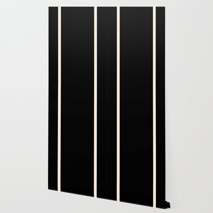 Long Deco - Simple Minimalist Elegance in Almond Cream and Solid Black Wallpaper Gallery Image 2