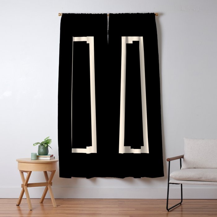 Long Deco - Simple Minimalist Elegance in Almond Cream and Solid Black Window Curtain Gallery Image 5
