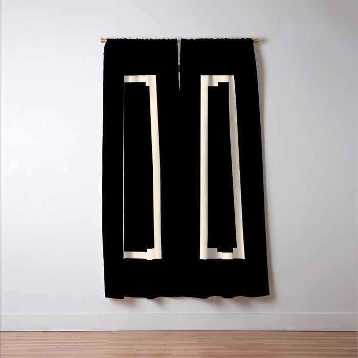 Long Deco - Simple Minimalist Elegance in Almond Cream and Solid Black Window Curtain Gallery Image 3