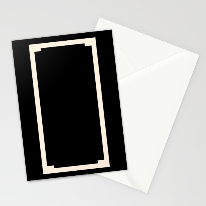 Long Deco - Simple Minimalist Elegance in Almond Cream and Solid Black Stationery Card Gallery Image 2