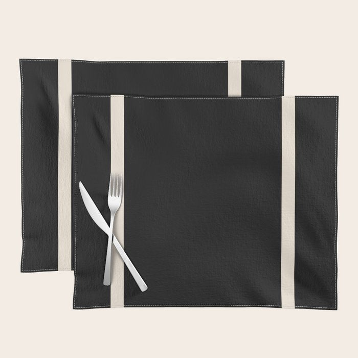 Long Deco - Simple Minimalist Elegance in Almond Cream and Solid Black Placemat Gallery Image 1