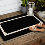 Long Deco - Simple Minimalist Elegance in Almond Cream and Solid Black Outdoor Rug Gallery Image 2