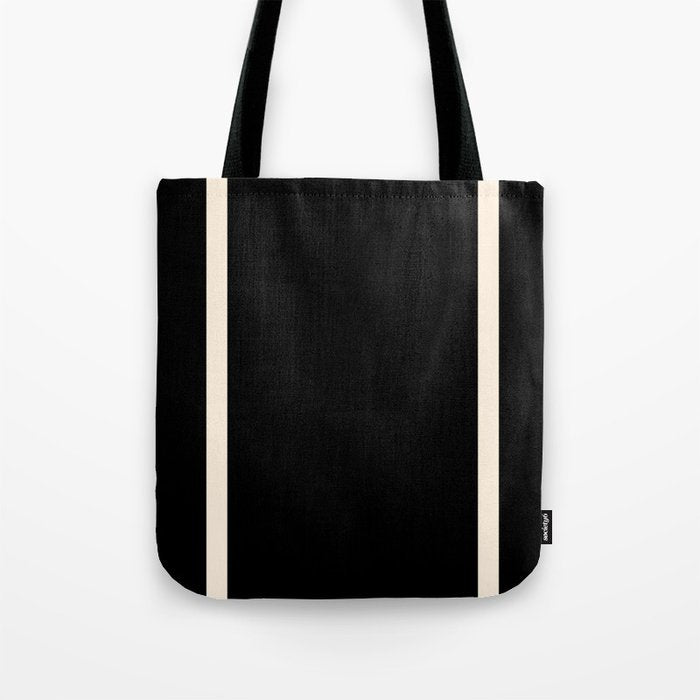 Long Deco - Simple Minimalist Elegance in Almond Cream and Solid Black Tote Bag Gallery Image 1