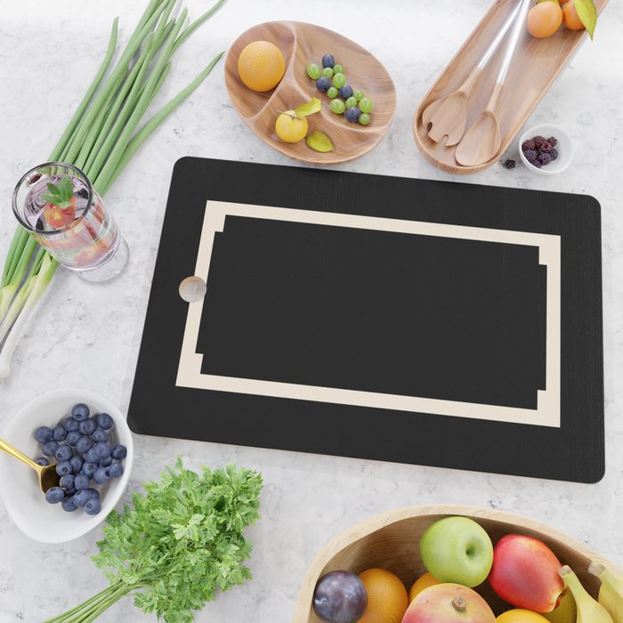 Long Deco - Simple Minimalist Elegance in Almond Cream and Solid Black Cutting Board Gallery Image 2