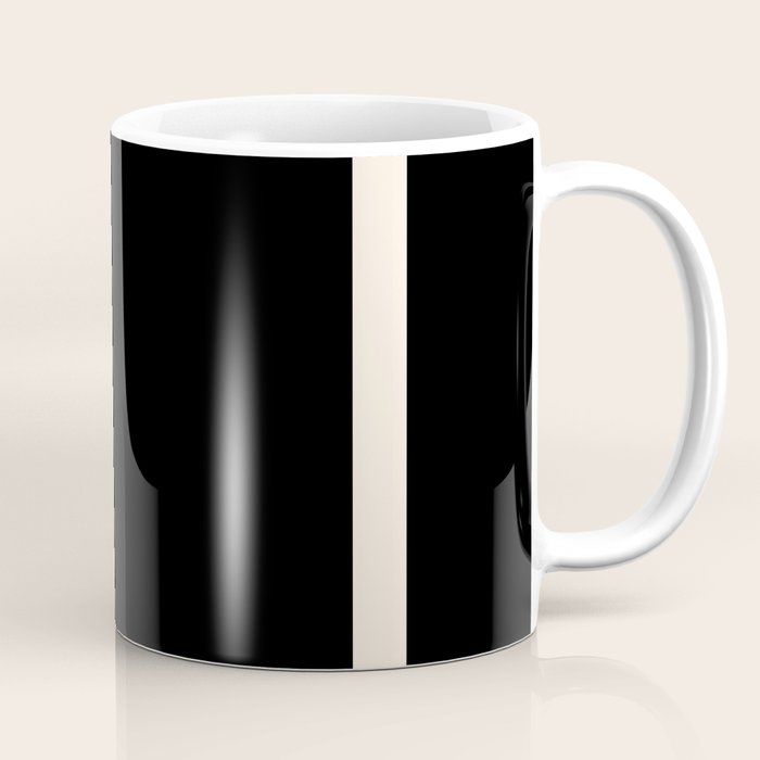 Long Deco - Simple Minimalist Elegance in Almond Cream and Solid Black Coffee Mug Gallery Image 1
