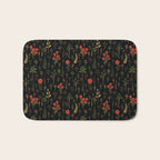Green, Red-Orange, and Black Floral/Botanical Print Bath Mat Gallery Image 1
