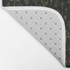 Green, Red-Orange, and Black Floral/Botanical Print Bath Mat Gallery Image 2