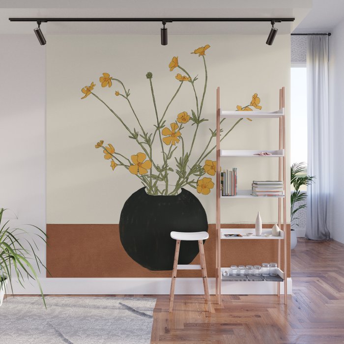 Blooming Wildflowers Yellow 2 Wall Mural Gallery Image 1