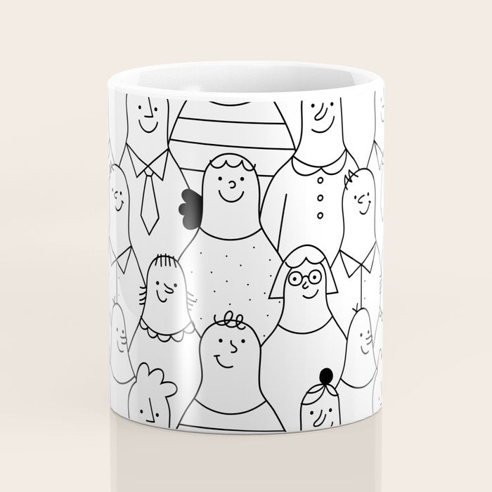 Funny diverse people crowd cartoon pattern Coffee Mug Gallery Image 4