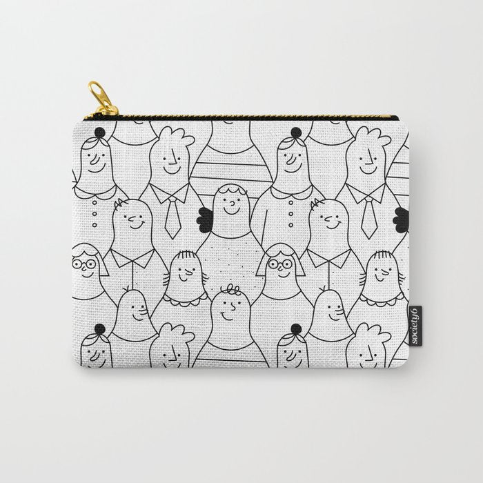 Funny diverse people crowd cartoon pattern Carry All Pouch Gallery Image 1
