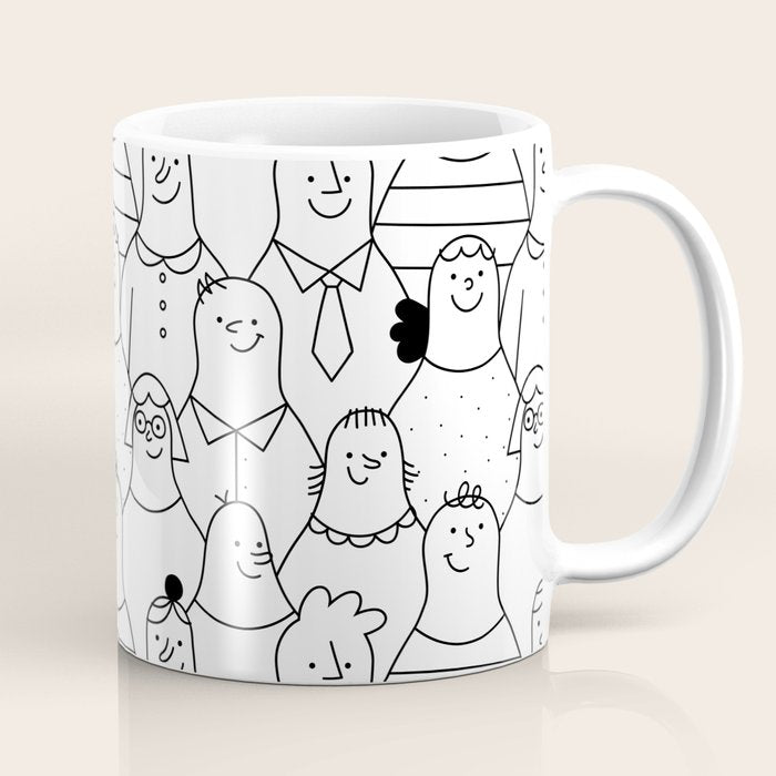 Funny diverse people crowd cartoon pattern Coffee Mug Gallery Image 1