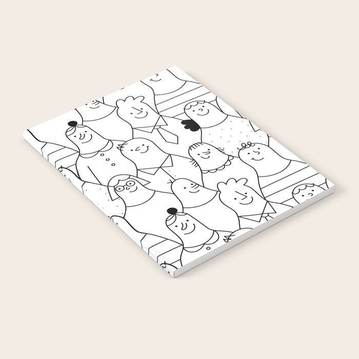 Funny diverse people crowd cartoon pattern Notebook Gallery Image 2