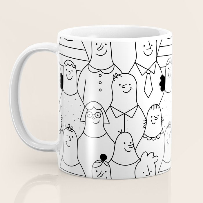 Funny diverse people crowd cartoon pattern Coffee Mug Gallery Image 3