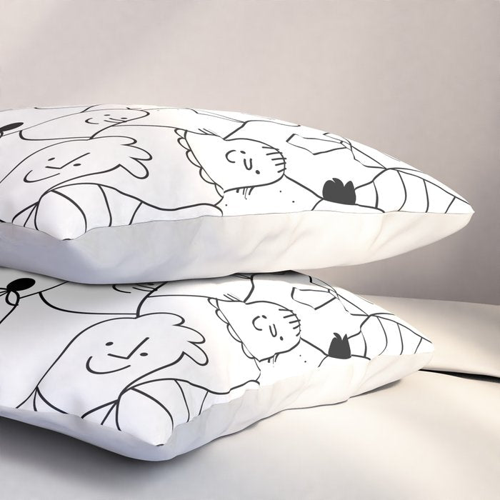 Funny diverse people crowd cartoon pattern Pillow Sham Gallery Image 3