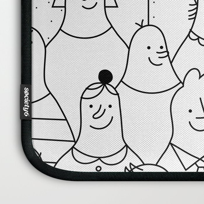 Funny diverse people crowd cartoon pattern Laptop Sleeve Gallery Image 3