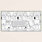 Funny diverse people crowd cartoon pattern Desk Mat Gallery Image 1