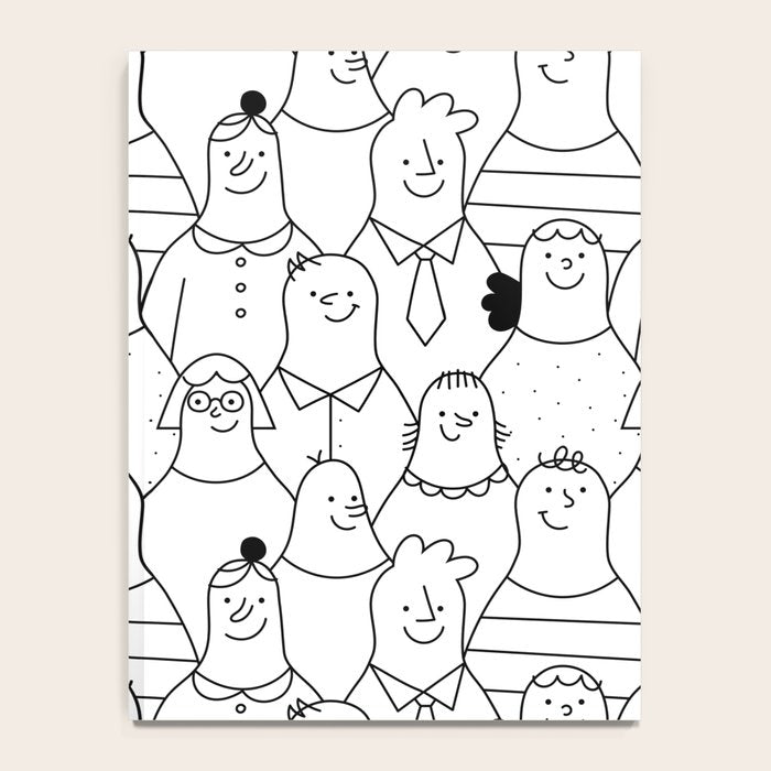 Funny diverse people crowd cartoon pattern Notebook Gallery Image 4