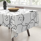 Funny diverse people crowd cartoon pattern Tablecloth Gallery Image 3
