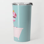 Pink T-Rex in Bathtub Travel Mug Gallery Image 2