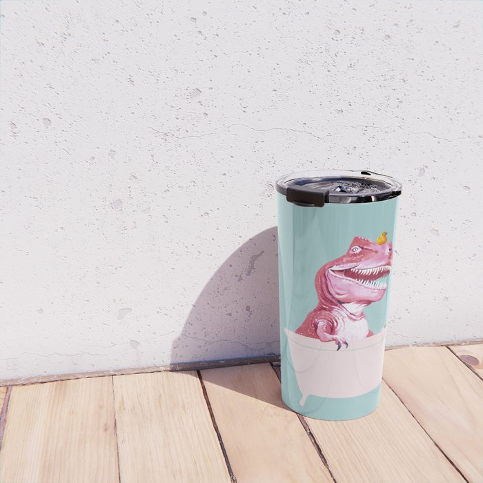 Pink T-Rex in Bathtub Travel Mug Gallery Image 4