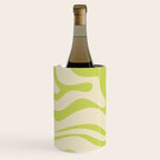 Modern Liquid Swirl Abstract Pattern Light Lime Linden and Beige Wine Chiller Gallery Image 2
