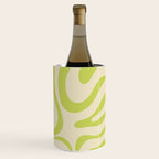 Modern Liquid Swirl Abstract Pattern Light Lime Linden and Beige Wine Chiller Gallery Image 3