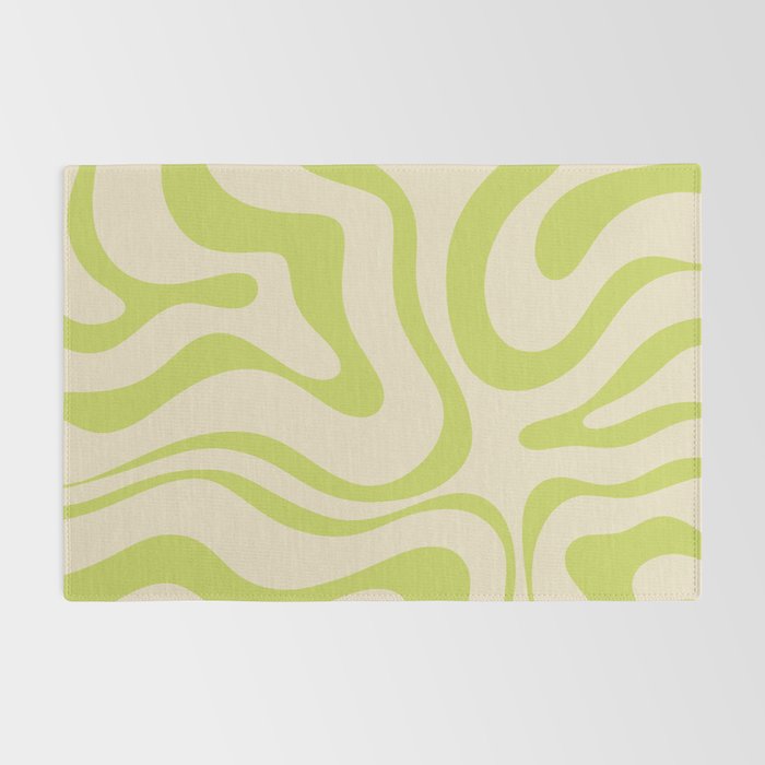 Modern Liquid Swirl Abstract Pattern Light Lime Linden and Beige Rug Gallery Image 2