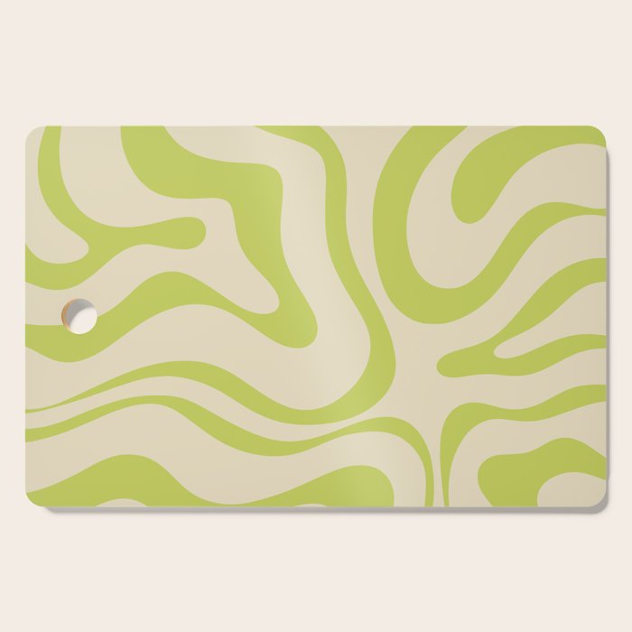 Modern Liquid Swirl Abstract Pattern Light Lime Linden and Beige Cutting Board Gallery Image 1