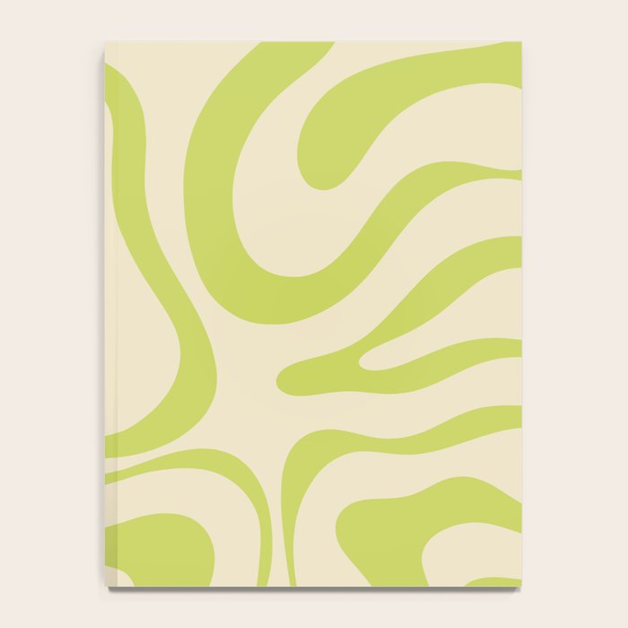 Modern Liquid Swirl Abstract Pattern Light Lime Linden and Beige Notebook Gallery Image 4